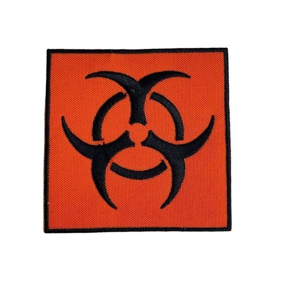 Biohazard Symbol Square Embroidered Patch - Picture 1 of 4